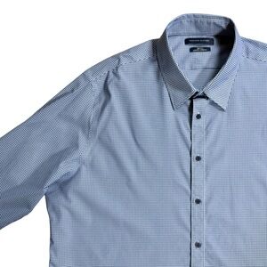 Tommy Hilfiger Gingham Plaid TH Tech Slim Fit Stretch Dress Shirt, size 2XL